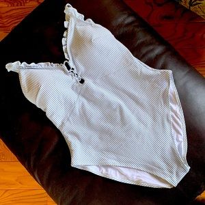 H&M Stripe blue and white swim suit. NWT. Size M